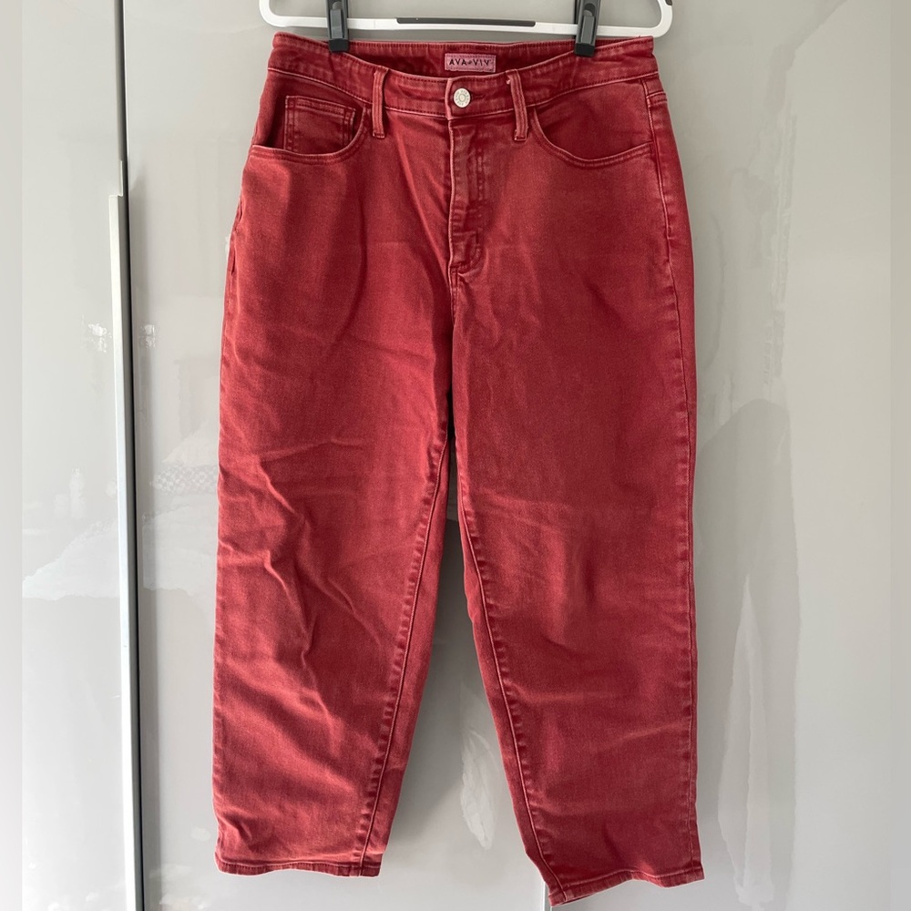 Ava & Viv Women's Red Straight Leg Jeans